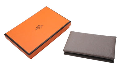 極美品 HERMES エルメス カルヴィ カードケース コインケース G刻印 ヴォーエプソン エトゥープ 中古 4b009781