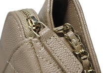 Load image into Gallery viewer, 極美品 CHANEL シャネル フラップフォンケース チェーンウォレット AP2096 ココマーク キャビアスキン ベージュ ランダム番台 中古 4b009799