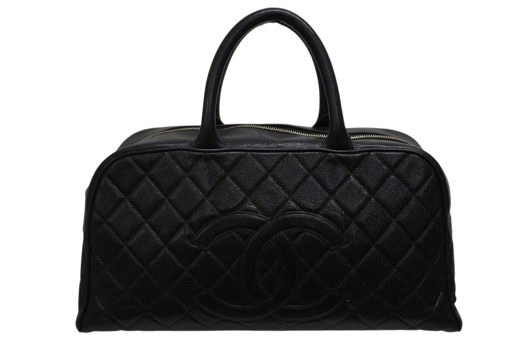 CHANEL シャネル ハンドバッグ ミニボストン A20997 8番台 キャビアスキン ココマーク ブラック ゴールド金具 美品 中古 4b009804