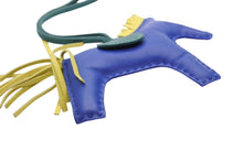 Load image into Gallery viewer, 極美品 HERMES エルメス ロデオチャームMM バッグチャーム アニョーミロ ブルーエレクトリック マラカイト ライム キーホルダー 中古 4b009828