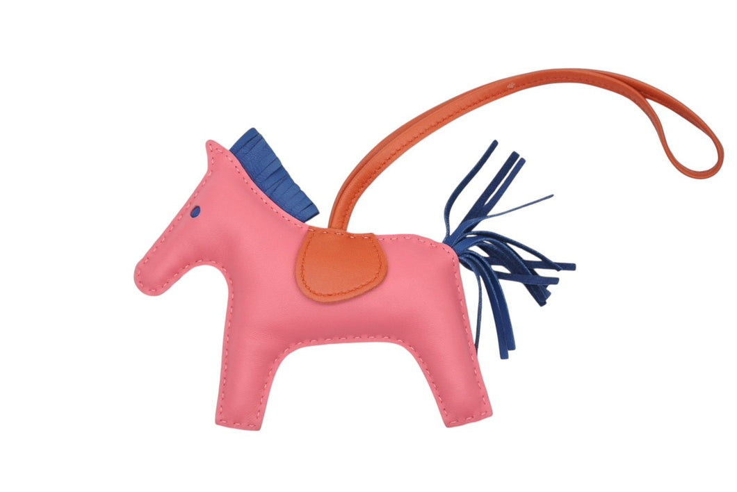 極美品 HERMES エルメス ロデオチャームMM バッグチャーム アネモネ ブルーイズミール アニョーミロ 中古 4b009829