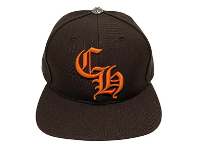 新品未使用 CHROME HEARTS クロムハーツ CH刺繍 新作 ベースボール キャップ 帽子 U.S.A製 ブラウン オレンジ シルバー金具 中古 4b009834