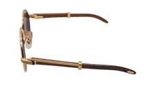 画像をギャラリービューアに読み込む, CARTIER カルティエ オーバル サングラス アイウェア サイズ52□18 130 トリニティ ウッドテンプル ゴールド GP 美品 中古 4b009836