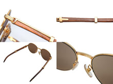 画像をギャラリービューアに読み込む, CARTIER カルティエ オーバル サングラス アイウェア サイズ52□18 130 トリニティ ウッドテンプル ゴールド GP 美品 中古 4b009836