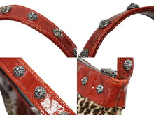 Load image into Gallery viewer, 極美品 CHROME HEARTS クロムハーツ ミニハンドバッグ クロスボール ハラコレザー レオパード シルバー金具 中古 4b009845