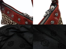 Load image into Gallery viewer, 極美品 CHROME HEARTS クロムハーツ ミニハンドバッグ クロスボール ハラコレザー レオパード シルバー金具 中古 4b009845
