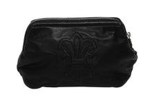 Load image into Gallery viewer, 極美品 CHROME HEARTS クロムハーツ ポーチ コスメティックケース BSフレア ダガー ブラック シルバー金具 中古 4b009846