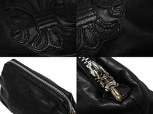 Load image into Gallery viewer, 極美品 CHROME HEARTS クロムハーツ ポーチ コスメティックケース BSフレア ダガー ブラック シルバー金具 中古 4b009846