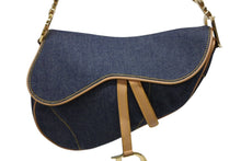 Load image into Gallery viewer, 極美品 CHRISTIAN DIOR クリスチャンディオール サドルバッグ ワンショルダーバッグ ガリアーノ期 デニム ブルー 中古 4b009863