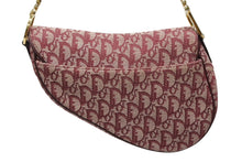 Load image into Gallery viewer, CHRISTIAN DIOR クリスチャンディオール トロッター柄 サドルバッグ ハンドバッグ キャンバス ボルドー ゴールド 美品 中古 4b009864