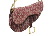 Load image into Gallery viewer, CHRISTIAN DIOR クリスチャンディオール トロッター柄 サドルバッグ ハンドバッグ キャンバス ボルドー ゴールド 美品 中古 4b009864