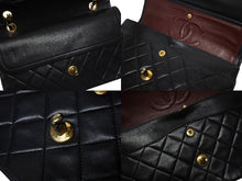 Load image into Gallery viewer, CHANEL シャネル マトラッセ25 Wフラップ Wチェーンショルダーバッグ 1番台 ラムスキン ココマーク ブラック ゴールド金具 美品 中古 4b009881