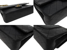 Load image into Gallery viewer, CHANEL シャネル マトラッセ25 Wフラップ Wチェーンショルダーバッグ 1番台 ラムスキン ココマーク ブラック ゴールド金具 美品 中古 4b009881