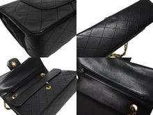 Load image into Gallery viewer, CHANEL シャネル マトラッセ25 Wフラップ Wチェーンショルダーバッグ 1番台 ラムスキン ココマーク ブラック ゴールド金具 美品 中古 4b009881
