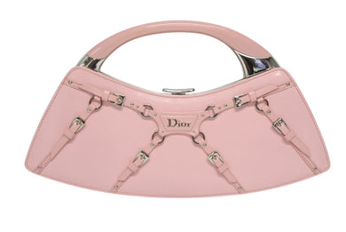 極美品 Christian Dior クリスチャンディオール パンク ハンドバッグ 13-MA-1003 カーフレザー ピンク ガリアーノ期 シルバー金具 中古 4b009906