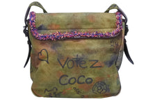 画像をギャラリービューアに読み込む, 極美品 CHANEL シャネル エンブロイダリー グラフィティ ショルダーバッグ A92789 ココマーク 20番台 カーキ 中古 4b009907