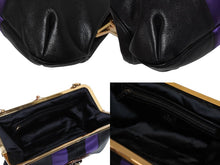 Load image into Gallery viewer, 極美品 GUCCI グッチ ワンショルダーバッグ 129457 04AW トムフォード期 レザー サテン ブラック パープル スネーク ゴールド金具 中古 4b009972