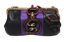 Load image into Gallery viewer, 極美品 GUCCI グッチ ワンショルダーバッグ 129457 04AW トムフォード期 レザー サテン ブラック パープル スネーク ゴールド金具 中古 4b009972