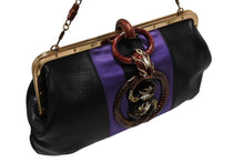 Load image into Gallery viewer, 極美品 GUCCI グッチ ワンショルダーバッグ 129457 04AW トムフォード期 レザー サテン ブラック パープル スネーク ゴールド金具 中古 4b009972