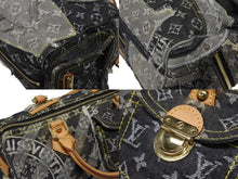 Load image into Gallery viewer, 極美品 LOUIS VUITTON ルイヴィトン スピーディ30 ボストンバッグ パッチワーク M95381 モノグラムデニム ブラック 中古 4b009975
