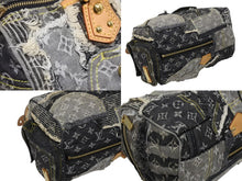 Load image into Gallery viewer, 極美品 LOUIS VUITTON ルイヴィトン スピーディ30 ボストンバッグ パッチワーク M95381 モノグラムデニム ブラック 中古 4b009975