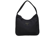 Load image into Gallery viewer, PRADA プラダ ホーボー ハンドバッグ ワンショルダーバッグ MV515 トライアングルロゴ ナイロン ブラック 美品 中古 4b009980