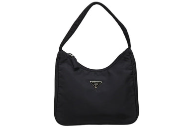 PRADA プラダ ホーボー ハンドバッグ ワンショルダーバッグ MV515 トライアングルロゴ ナイロン ブラック 美品 中古 4b009980