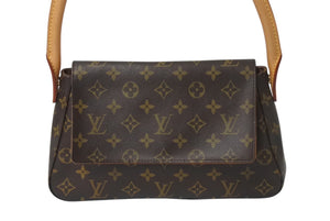 極美品 LOUIS VUITTON ルイヴィトン モノグラム ミニルーピング ショルダーバッグ M51147 PVC レザー ブラウン 中古 4b001220