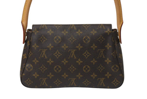 極美品 LOUIS VUITTON ルイヴィトン モノグラム ミニルーピング ショルダーバッグ M51147 PVC レザー ブラウン 中古 4b001220