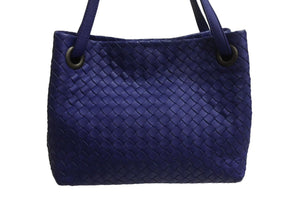 極美品 BOTTEGA VENETA ボッテガヴェネタ イントレチャート スモール ガルダバッグ ハンドバッグ 405071 ブルー 中古 4b002667