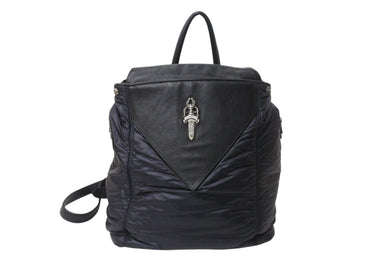 CHROME HEARTS クロムハーツ ラージダガー ナイロン切り替え レザー バックパック ブラック 美品 中古 4b003718 