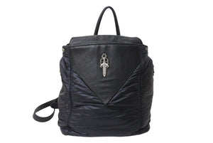 CHROME HEARTS クロムハーツ ラージダガー ナイロン切り替え レザー バックパック ブラック 美品 中古 4b003718 