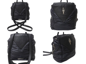 CHROME HEARTS クロムハーツ ラージダガー ナイロン切り替え レザー バックパック ブラック 美品 中古 4b003718 