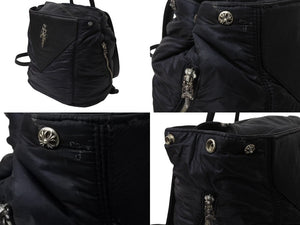 CHROME HEARTS クロムハーツ ラージダガー ナイロン切り替え レザー バックパック ブラック 美品 中古 4b003718 