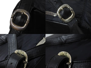 CHROME HEARTS クロムハーツ ラージダガー ナイロン切り替え レザー バックパック ブラック 美品 中古 4b003718 