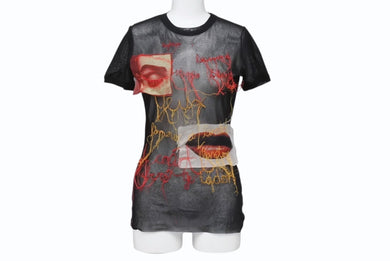 JeanPaul GAULTIER ジャンポールゴルチエ マリリンマンソン柄 パワーネット ポリアミド ブラック レッド イエロー サイズM 美品 中古 4b004030