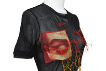 Load image into Gallery viewer, JeanPaul GAULTIER ジャンポールゴルチエ マリリンマンソン柄 パワーネット ポリアミド ブラック レッド イエロー サイズM 美品 中古 4b004030