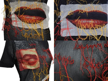 Load image into Gallery viewer, JeanPaul GAULTIER ジャンポールゴルチエ マリリンマンソン柄 パワーネット ポリアミド ブラック レッド イエロー サイズM 美品 中古 4b004030