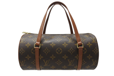 極美品 LOUIS VUITTON ルイヴィトン パピヨン26 ハンドバッグ M51386 モノグラム PVC レザー ブラウン ゴールド金具 中古 4b003246