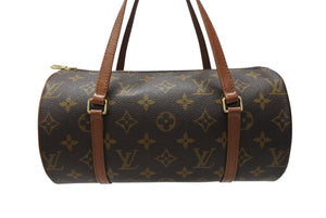 極美品 LOUIS VUITTON ルイヴィトン パピヨン26 ハンドバッグ M51386 モノグラム PVC レザー ブラウン ゴールド金具 中古 4b003246