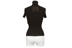 極美品 PHOEBE PHILO フィービー ファイロ リブニットトップス プリーツ BK79 YV4532 705DK ブラウン サイズS 中古 4b005743