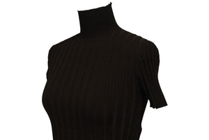 極美品 PHOEBE PHILO フィービー ファイロ リブニットトップス プリーツ BK79 YV4532 705DK ブラウン サイズS 中古 4b005743