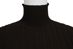 極美品 PHOEBE PHILO フィービー ファイロ リブニットトップス プリーツ BK79 YV4532 705DK ブラウン サイズS 中古 4b005743
