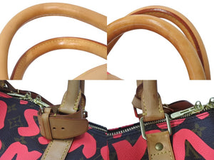 LOUIS VUITTON ルイヴィトン モノグラム グラフィティ スティーブン スプラウス ピンク キーポル 50cm M93698 ボストンバッグ 美品 中古 4b001077
