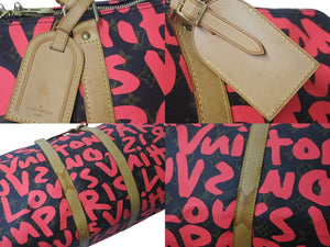 LOUIS VUITTON ルイヴィトン モノグラム グラフィティ スティーブン スプラウス ピンク キーポル 50cm M93698 ボストンバッグ 美品 中古 4b001077