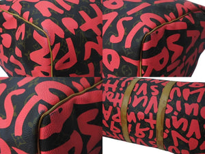LOUIS VUITTON ルイヴィトン モノグラム グラフィティ スティーブン スプラウス ピンク キーポル 50cm M93698 ボストンバッグ 美品 中古 4b001077