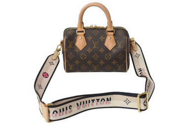 極美品 LOUIS VUITTON ルイヴィトン ショルダーバッグ スピーディバンドリエール20 m46222 レザー PVC ブラウン ゴールド金具 中古 4b003002
