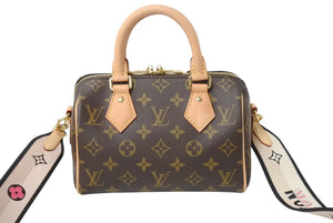 極美品 LOUIS VUITTON ルイヴィトン ショルダーバッグ スピーディバンドリエール20 m46222 レザー PVC ブラウン ゴールド金具 中古 4b003002