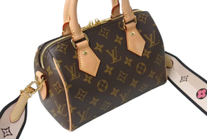 極美品 LOUIS VUITTON ルイヴィトン ショルダーバッグ スピーディバンドリエール20 m46222 レザー PVC ブラウン ゴールド金具 中古 4b003002