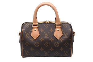 極美品 LOUIS VUITTON ルイヴィトン ショルダーバッグ スピーディバンドリエール20 m46222 レザー PVC ブラウン ゴールド金具 中古 4b003002